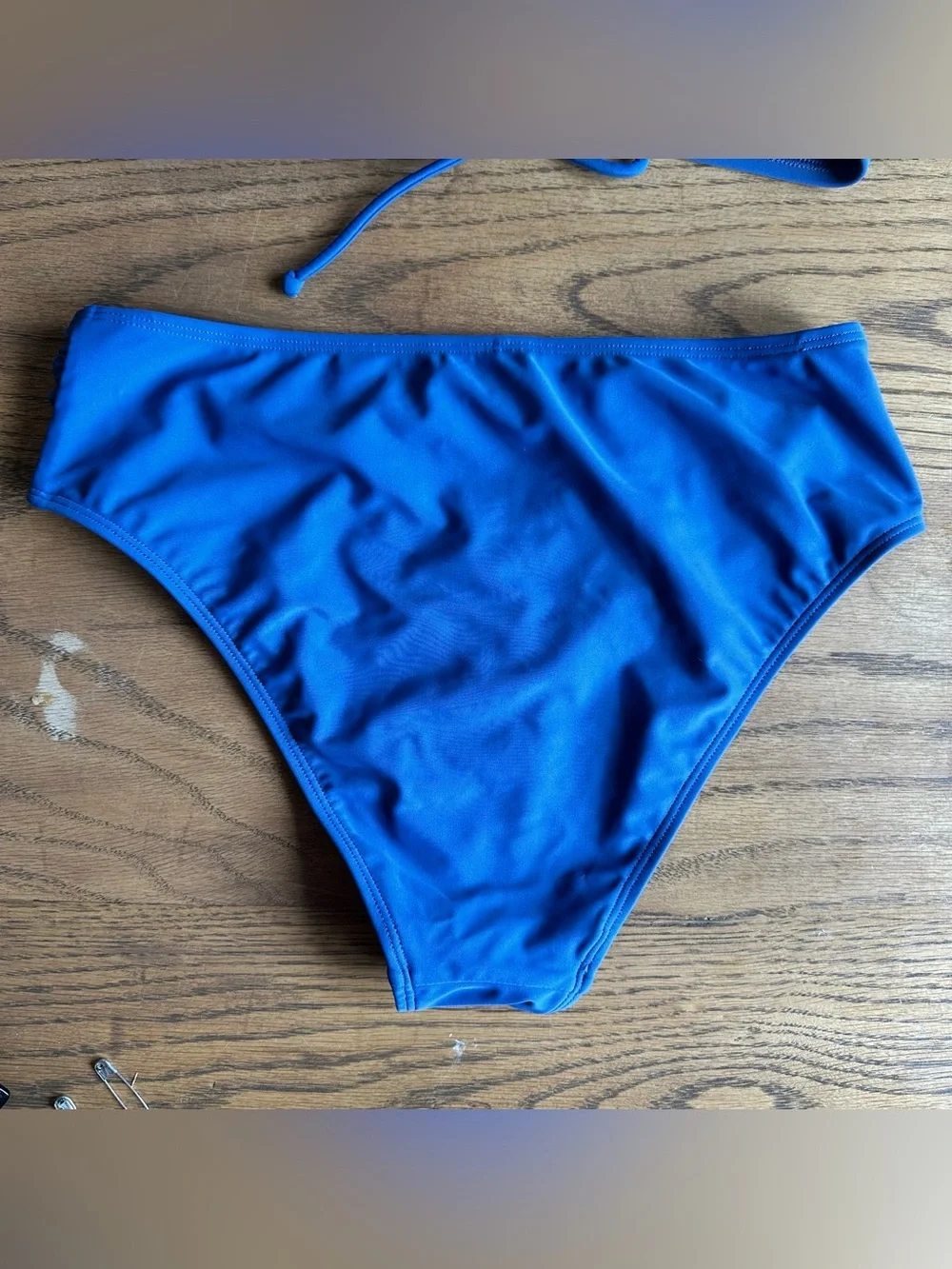 NWT Cupshe Ruched Drawstring Cutout Bikini & Mid Rise Set Size Small Blue